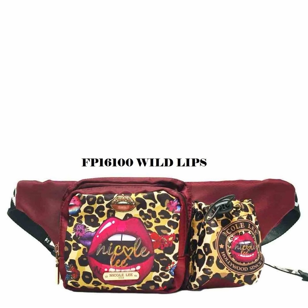 Nicole Lee Fanny Pack 16103- WILD LIPS, EUC Colorful, Y2K